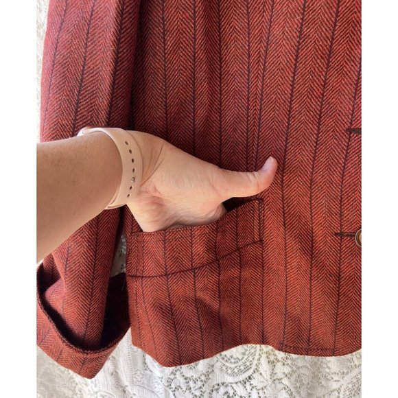 Harve Bernard Womens Size 14 100% Wool Blazer Jacket‎ Striped Pockets - Picture 5 of 6